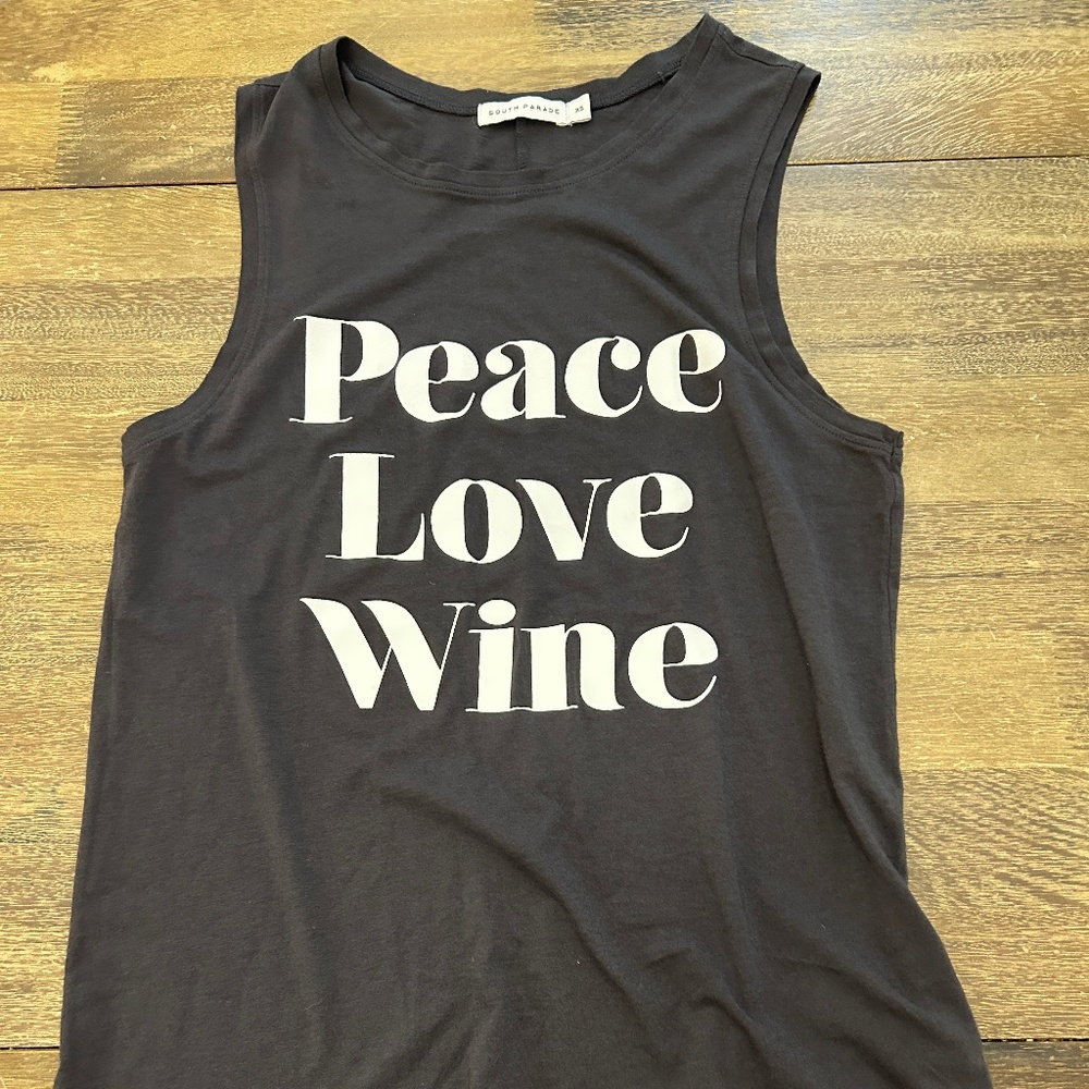 NWOT South Parade 'Peace Love Wine' Graphic Tank Top